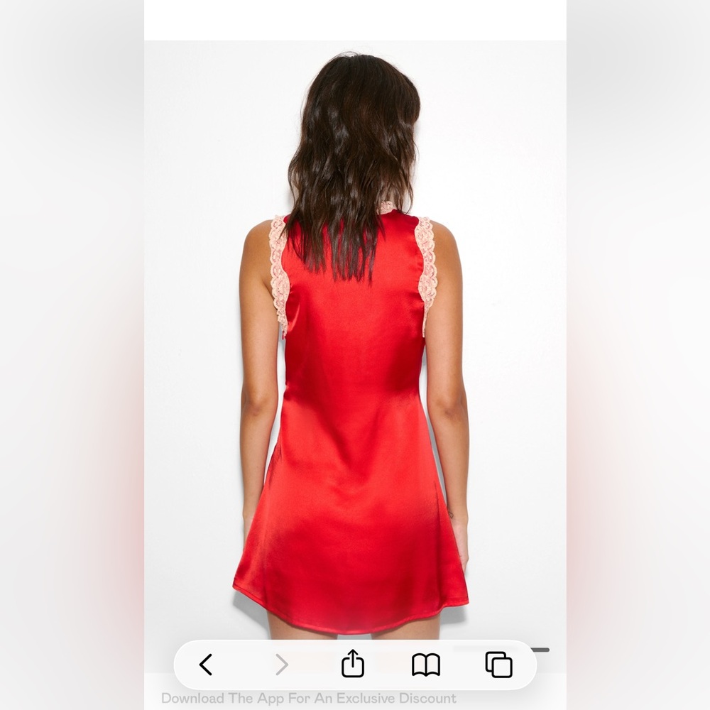 NWT Nessa Barrett Satin Lace Cutwork Tie Front Mini Dress - Picture 3 of 9